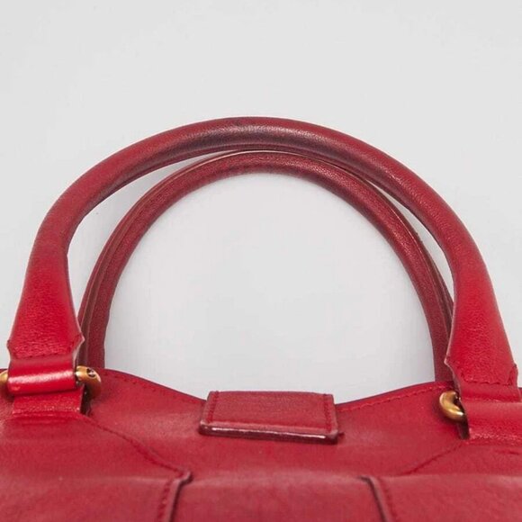 Yves Saint Laurent Red Leather Medium Cabas ChYc Bag - Picture 8 of 12
